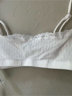 SKIMS LIGHTWEIGHT COTTON POINTELLE SCOOP BRALETTE SNOW XS